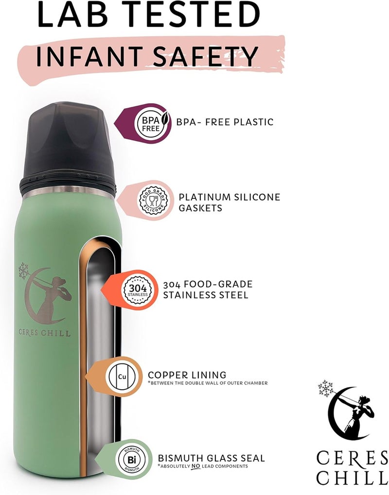 CERES CHILL OG Breastmilk Chiller & Warmer – 12–34oz Portable Breast Milk Cooler, Storage & Baby Bottle for Travel, Work or On-The-Go – Pump Compatible Container – 0 Dark 30 Midnight Black - Image 3